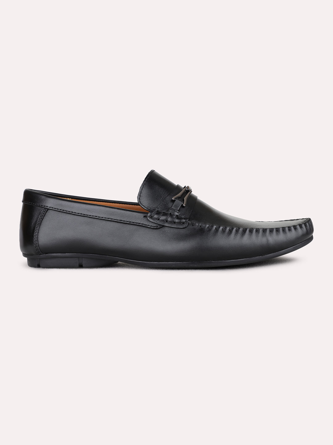 Mens Black Casual Solid Pattern Square Toe Loafers Shoe