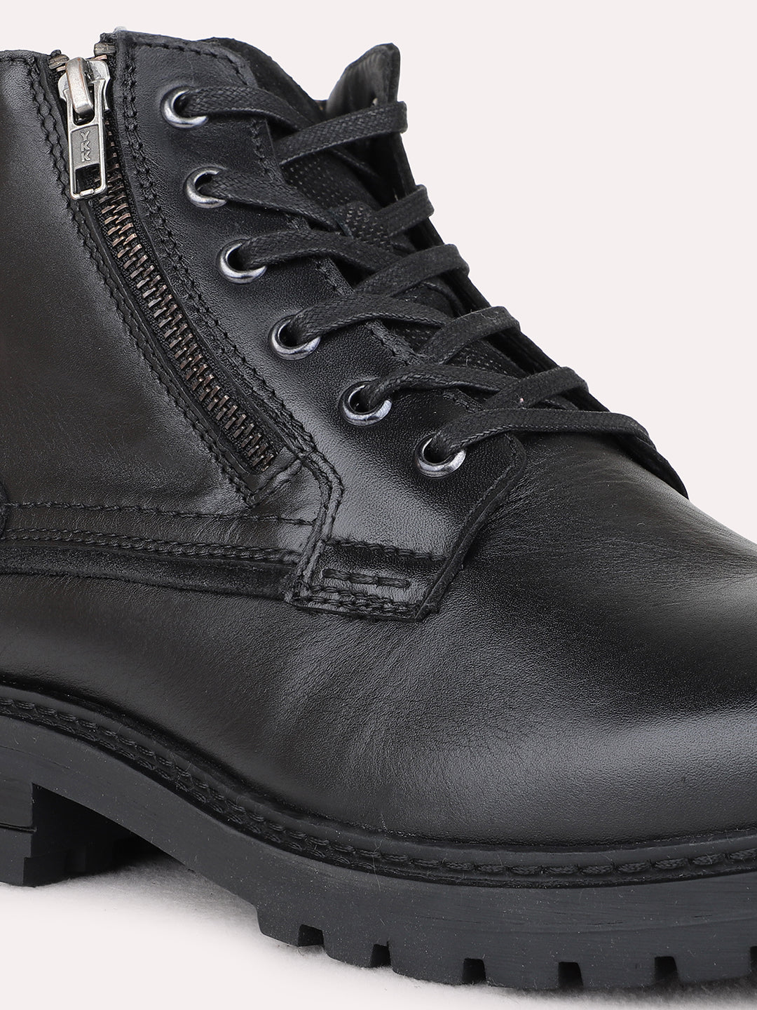 Mens Black Casual Solid Round Toe Ankle Boots