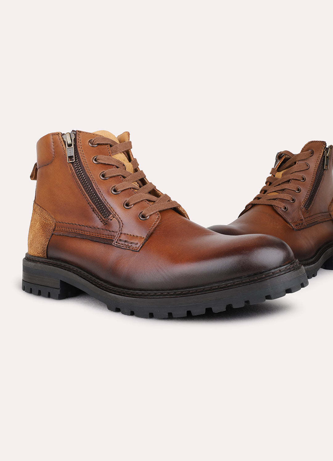 Mens Brown Casual Solid Round Toe Ankle Boots