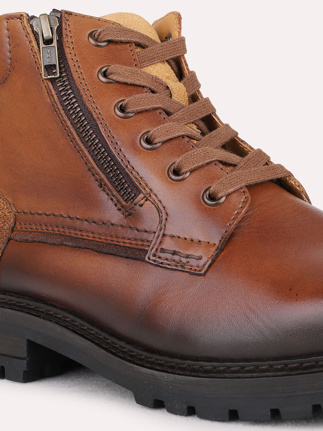 Mens Brown Casual Solid Round Toe Ankle Boots