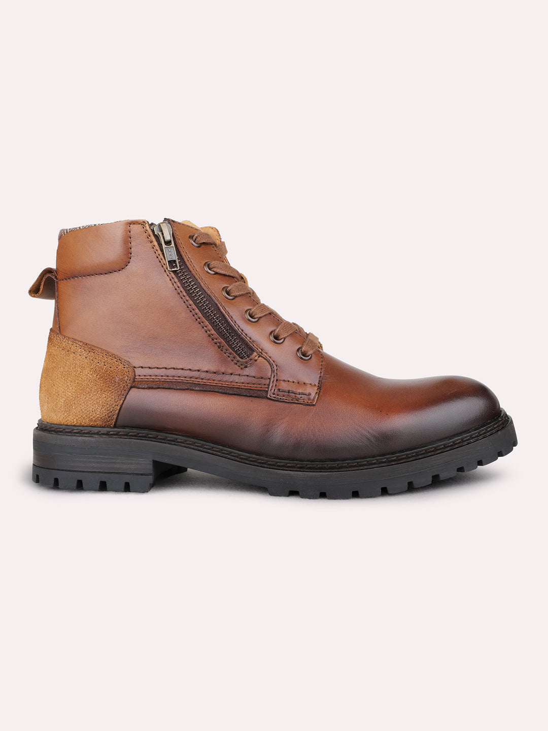 Mens Brown Casual Solid Round Toe Ankle Boots