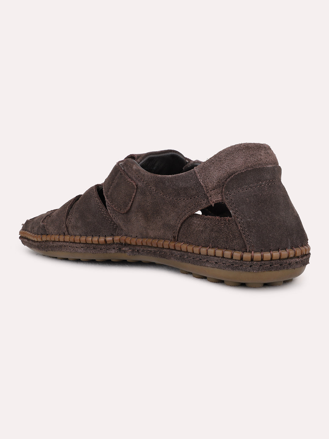 Mens Brown Casual Solid Pattern Round Toe Sandals