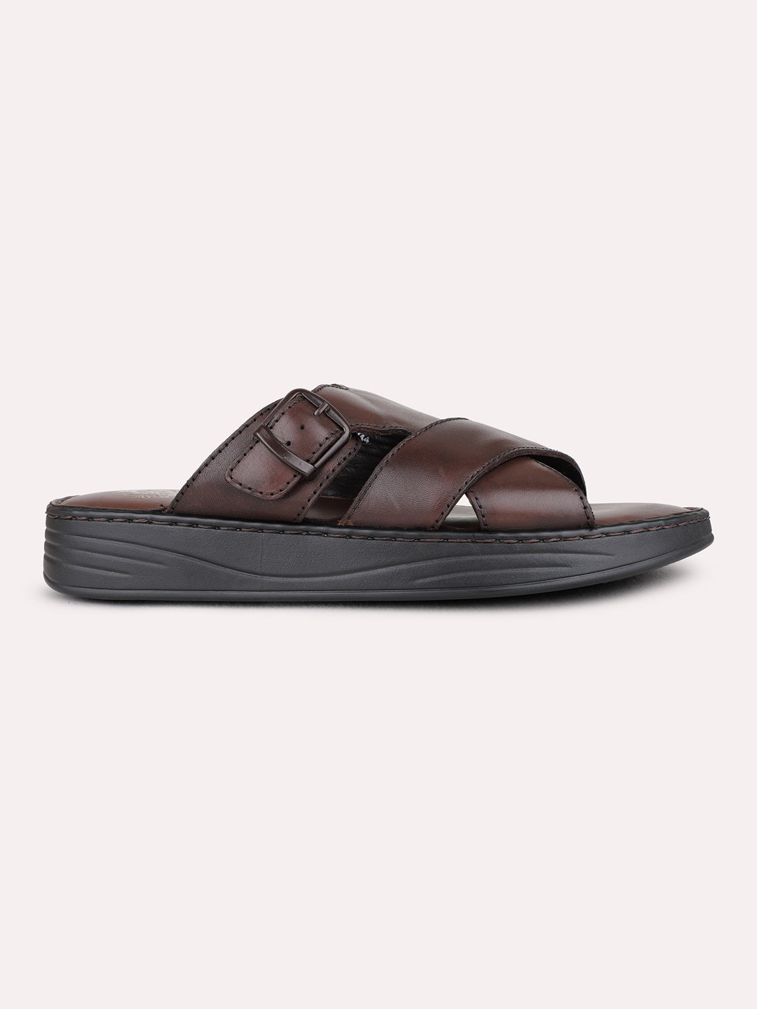 Brown Casual Solid Round Toe Sandal For Mens