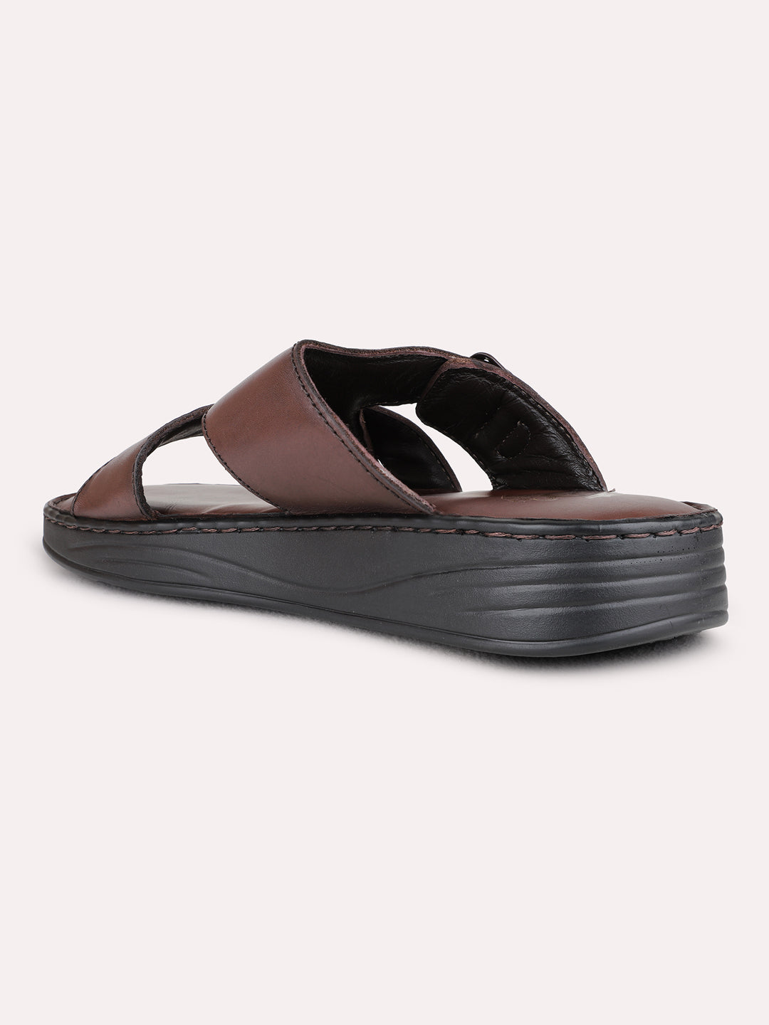 Brown Casual Solid Round Toe Sandal For Mens