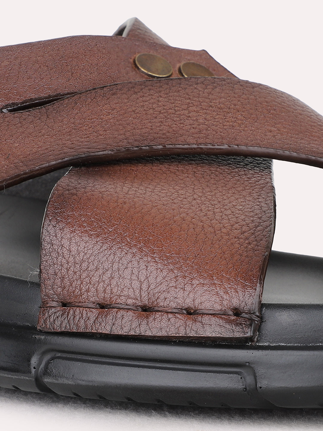 Mens Brown Casual Solid Pattern Round Toe Shape Sandals