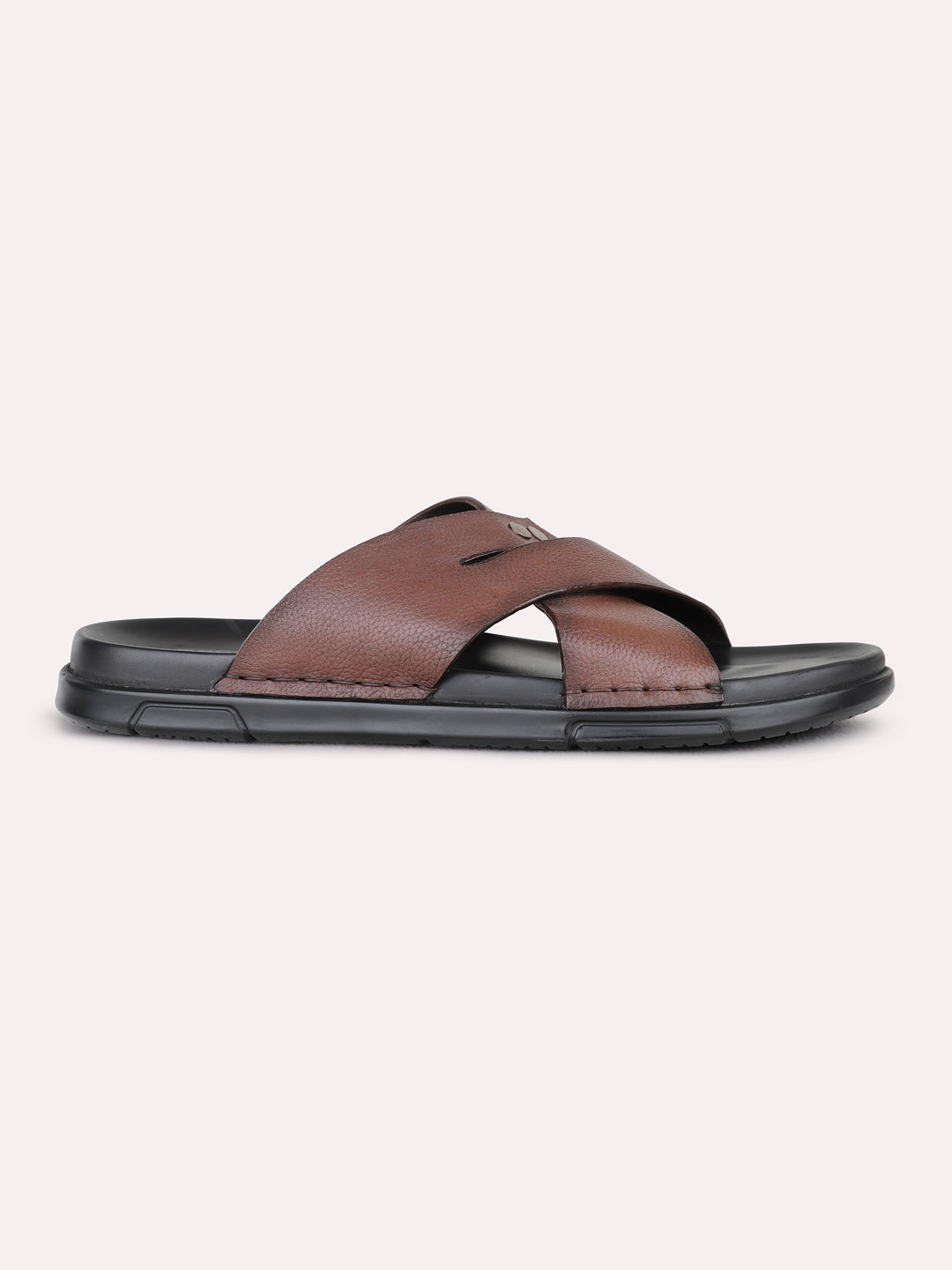 Mens Brown Casual Solid Pattern Round Toe Shape Sandals