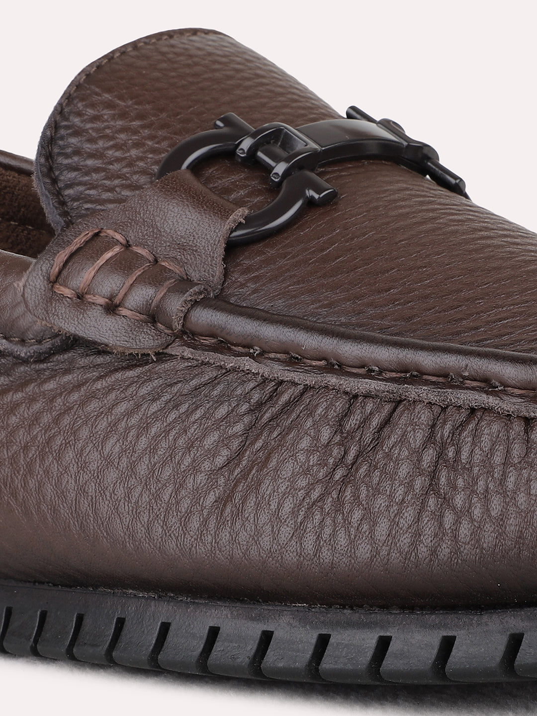 Mens Brown Party Wear Solid Square Toe Loafer Shoes