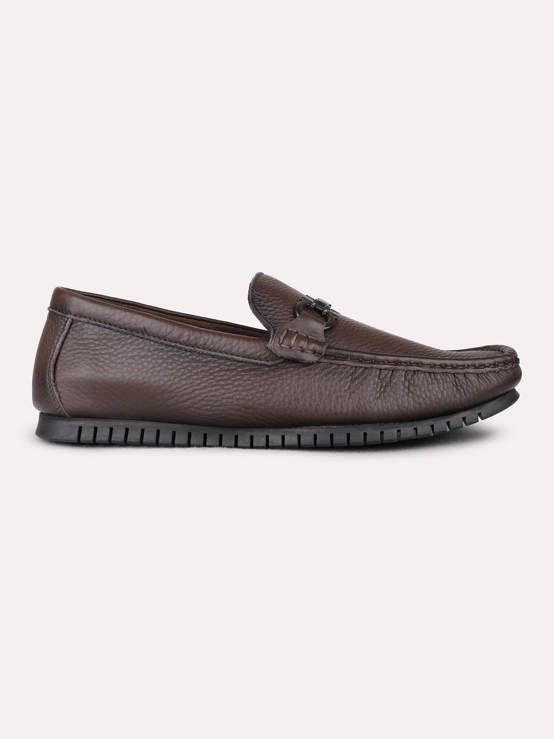 Mens Brown Party Wear Solid Square Toe Loafer Shoes