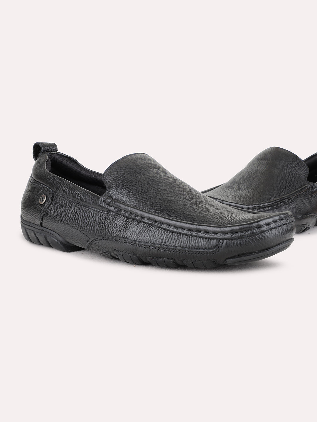 Mens Black Party Wear Solid Square Toe Loafer Shoes