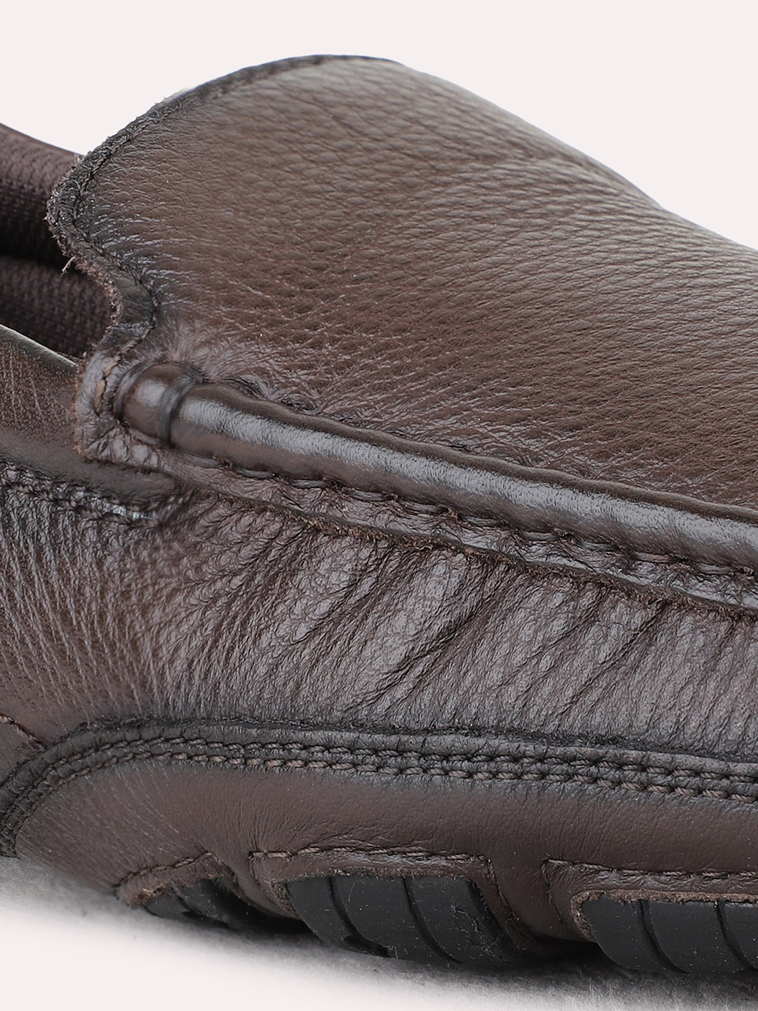 Mens Brown Party Wear Solid Square Toe Loafer Shoes