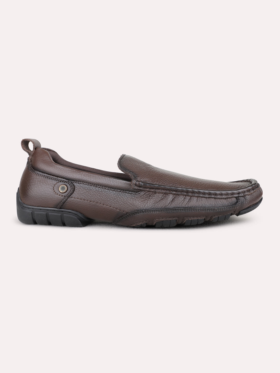 Mens Brown Party Wear Solid Square Toe Loafer Shoes