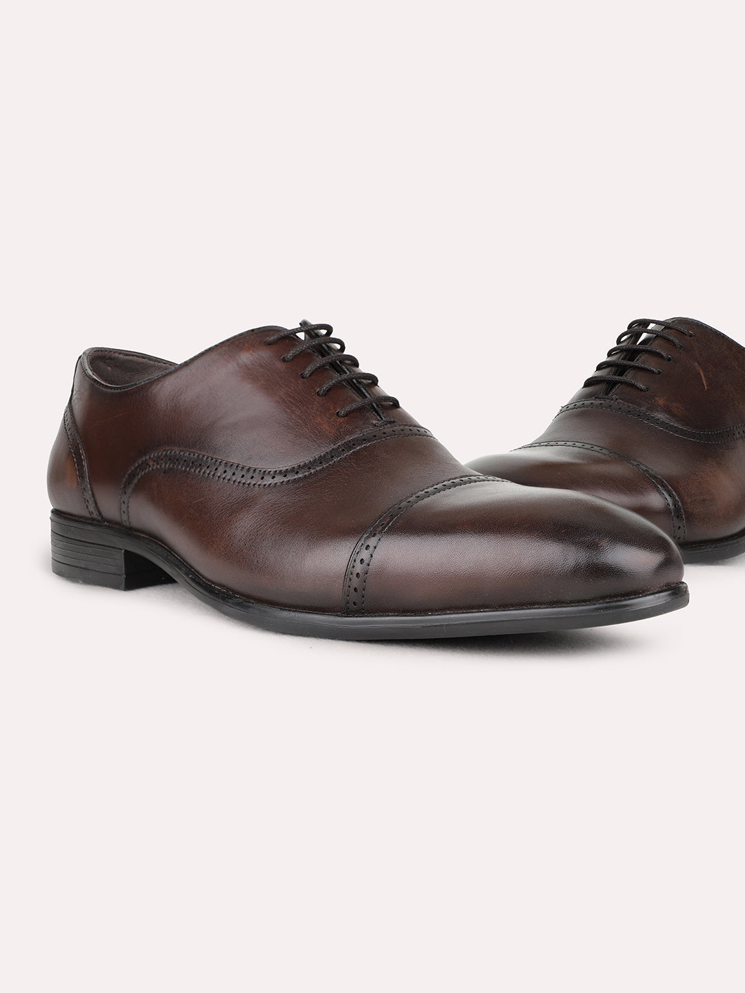 Mens Brown Formal Party Wear Solid Pointed Toe Derby Shoe