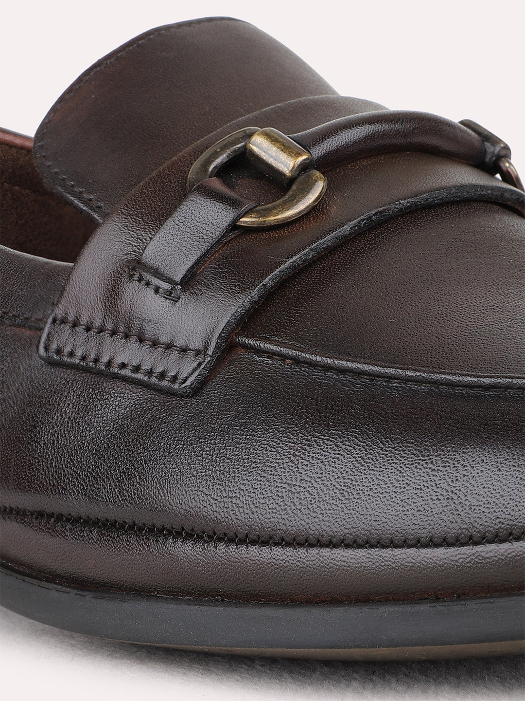 Mens Brown Party Wear Solid Round Toe Loafer Shoes