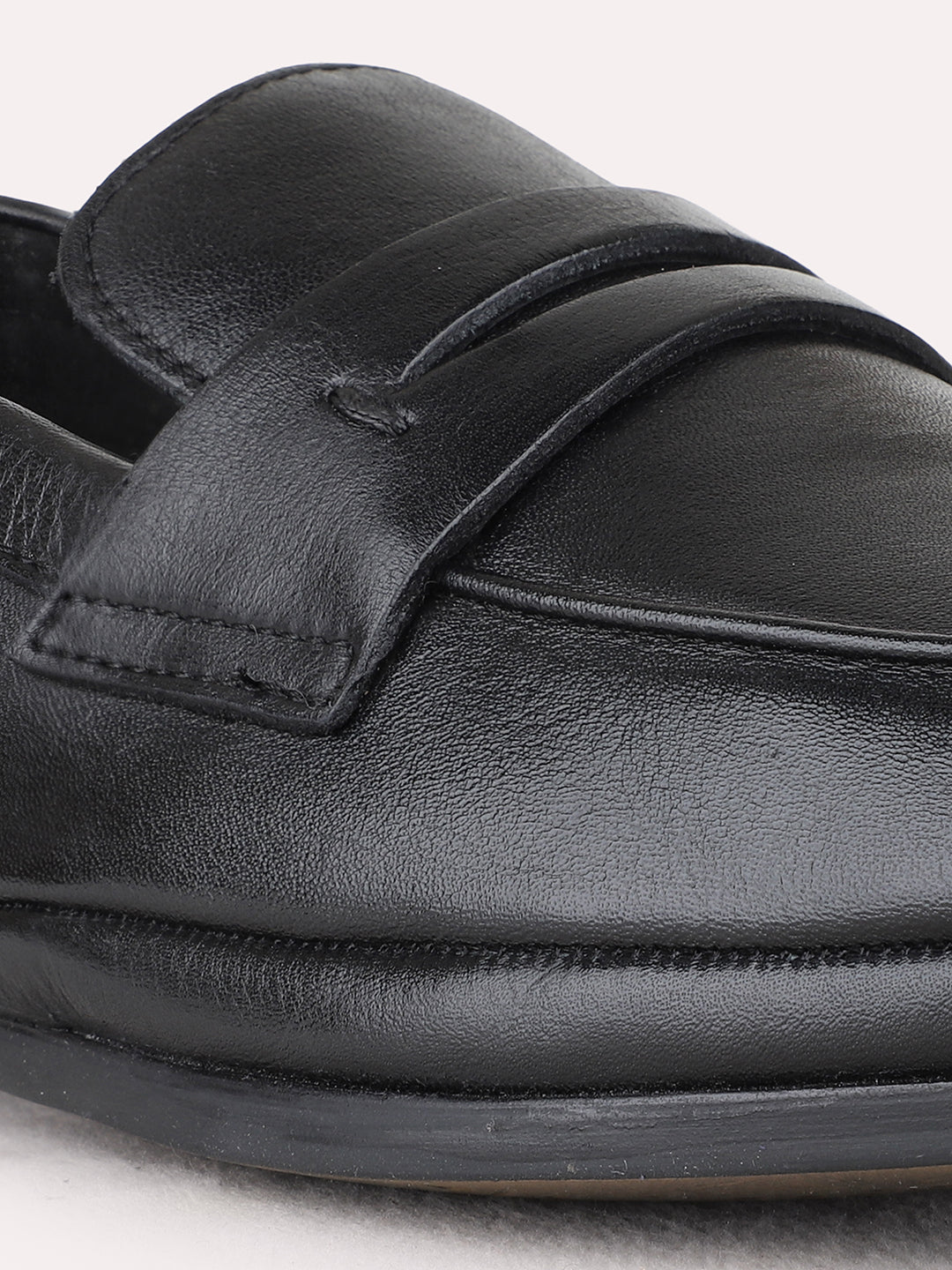 Mens Black Party Wear Solid Round Toe Loafer Shoes