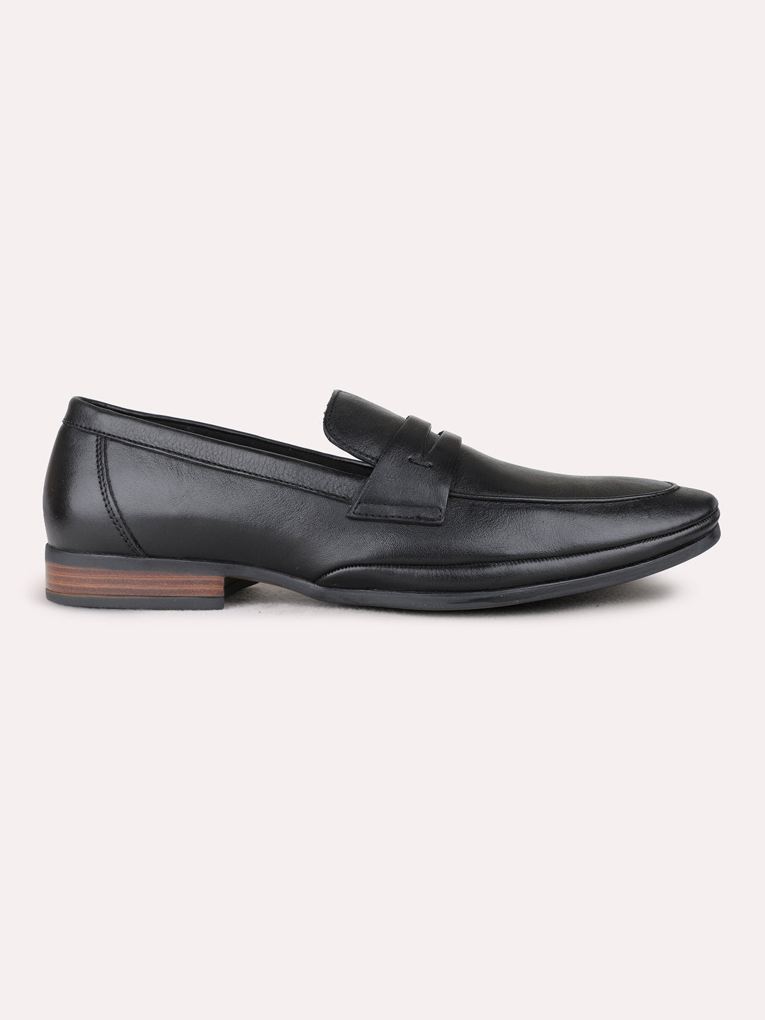 Mens Black Party Wear Solid Round Toe Loafer Shoes