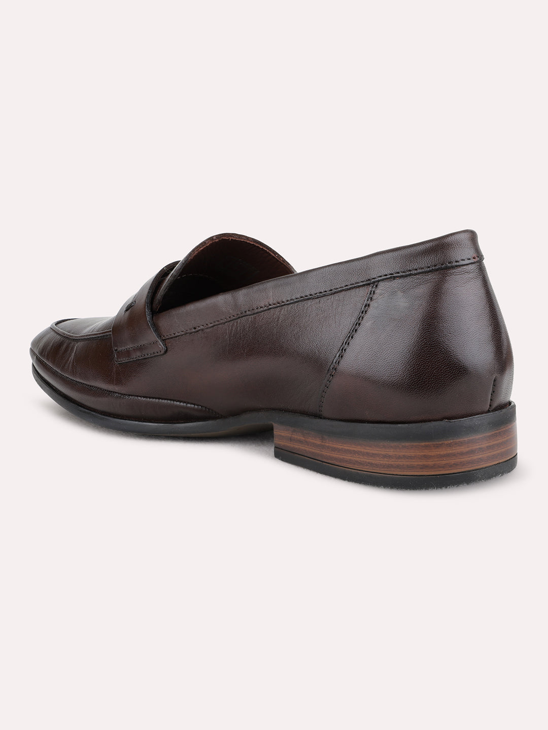 Mens Brown Party Wear Solid Round Toe Loafer Shoes