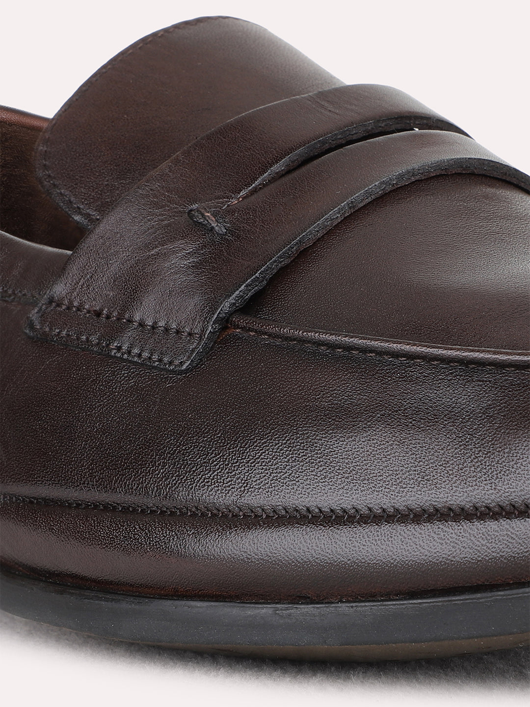 Mens Brown Party Wear Solid Round Toe Loafer Shoes