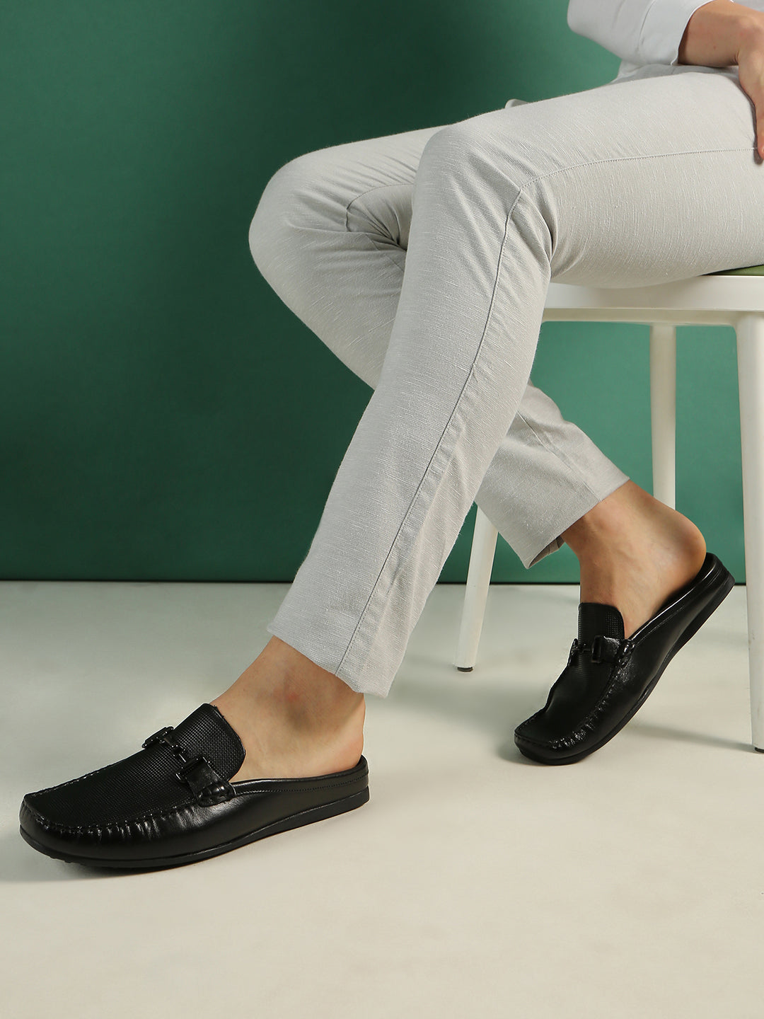 Mens Black Solid Pattern Formal Square Toe Loafer Shoes