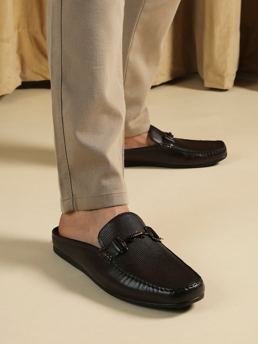 Mens Brown Formal Solid Pattern Square Toe Loafer Shoes