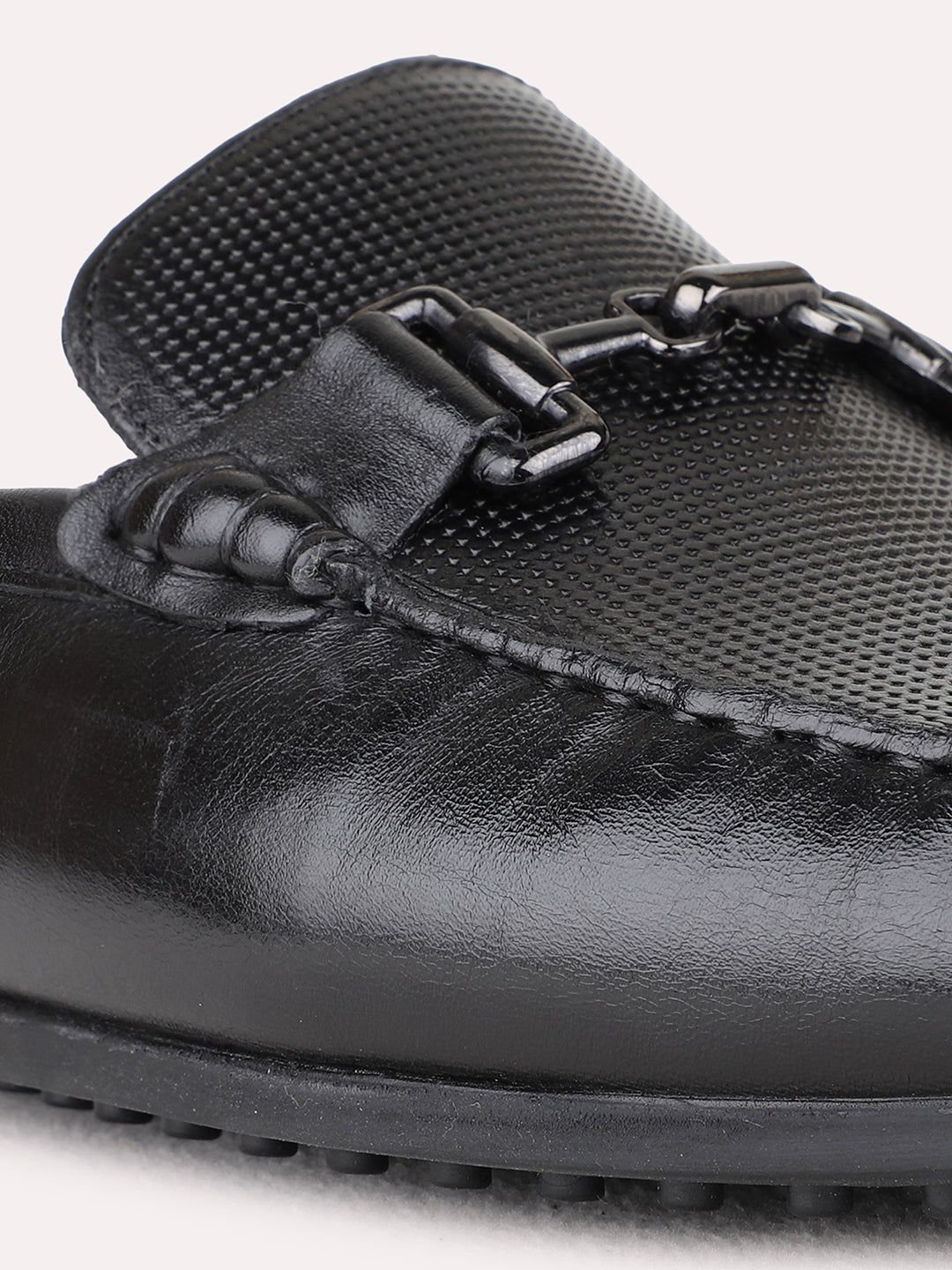 Mens Black Solid Pattern Formal Square Toe Loafer Shoes