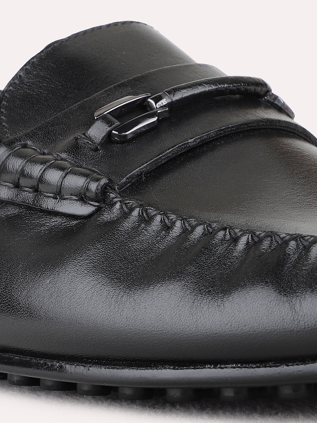 Black Casual Solid Pattern Square Toe Loafers For Mens