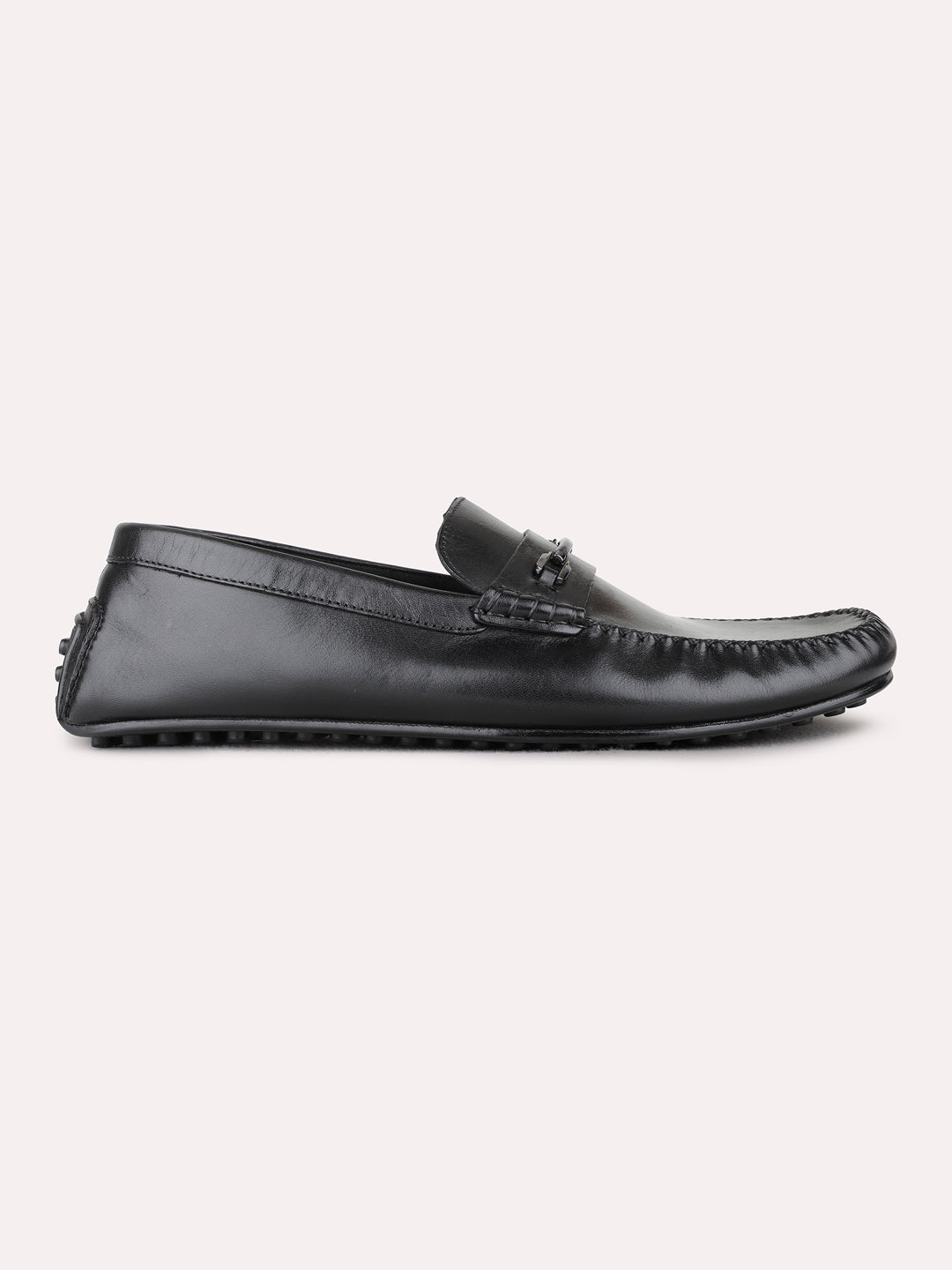 Black Casual Solid Pattern Square Toe Loafers For Mens