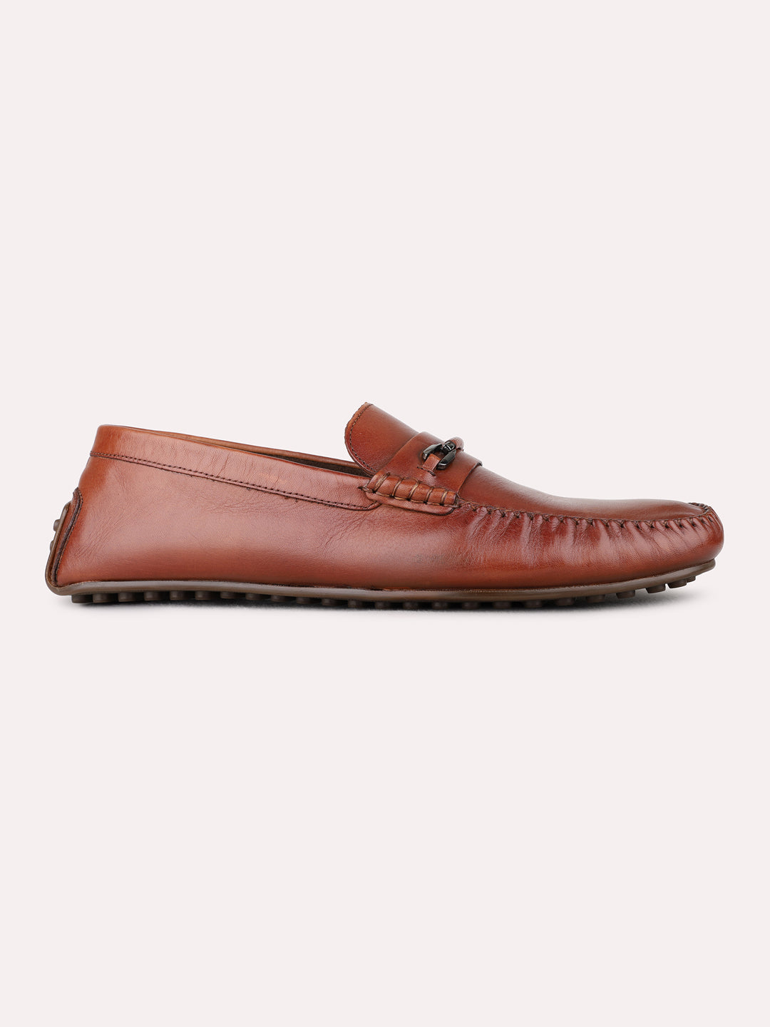 Mens Tan Casual Solid Pattern Square Toe Loafers