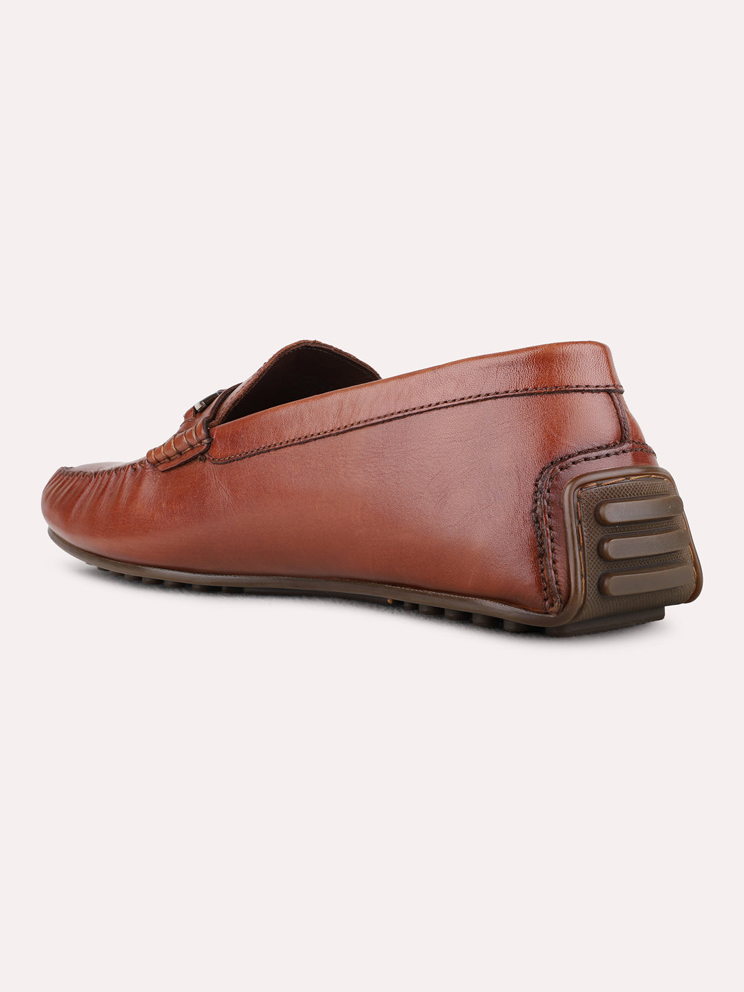 Mens Tan Casual Solid Pattern Square Toe Loafers