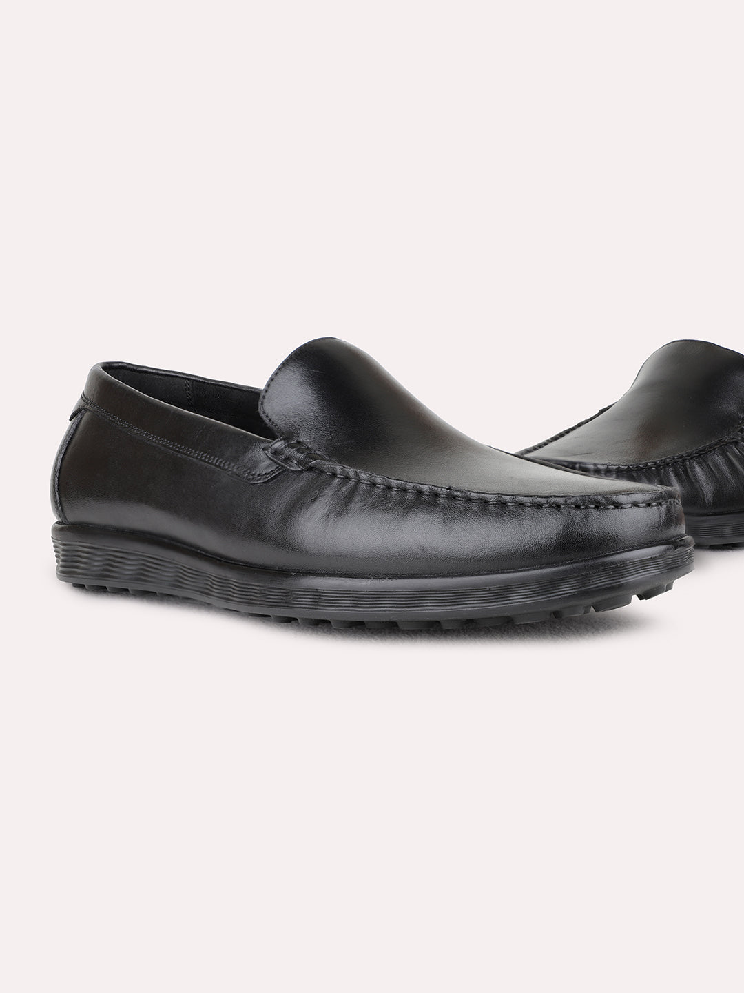 Mens Black Formal Solid Square Toe Loafer Shoes