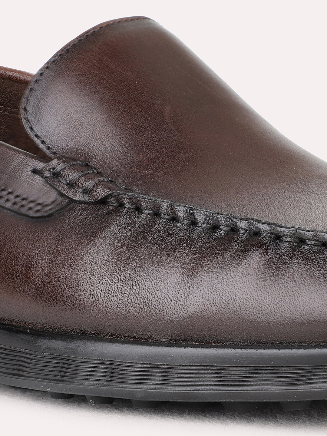 Mens Brown Formal Solid Square Toe Loafer Shoes