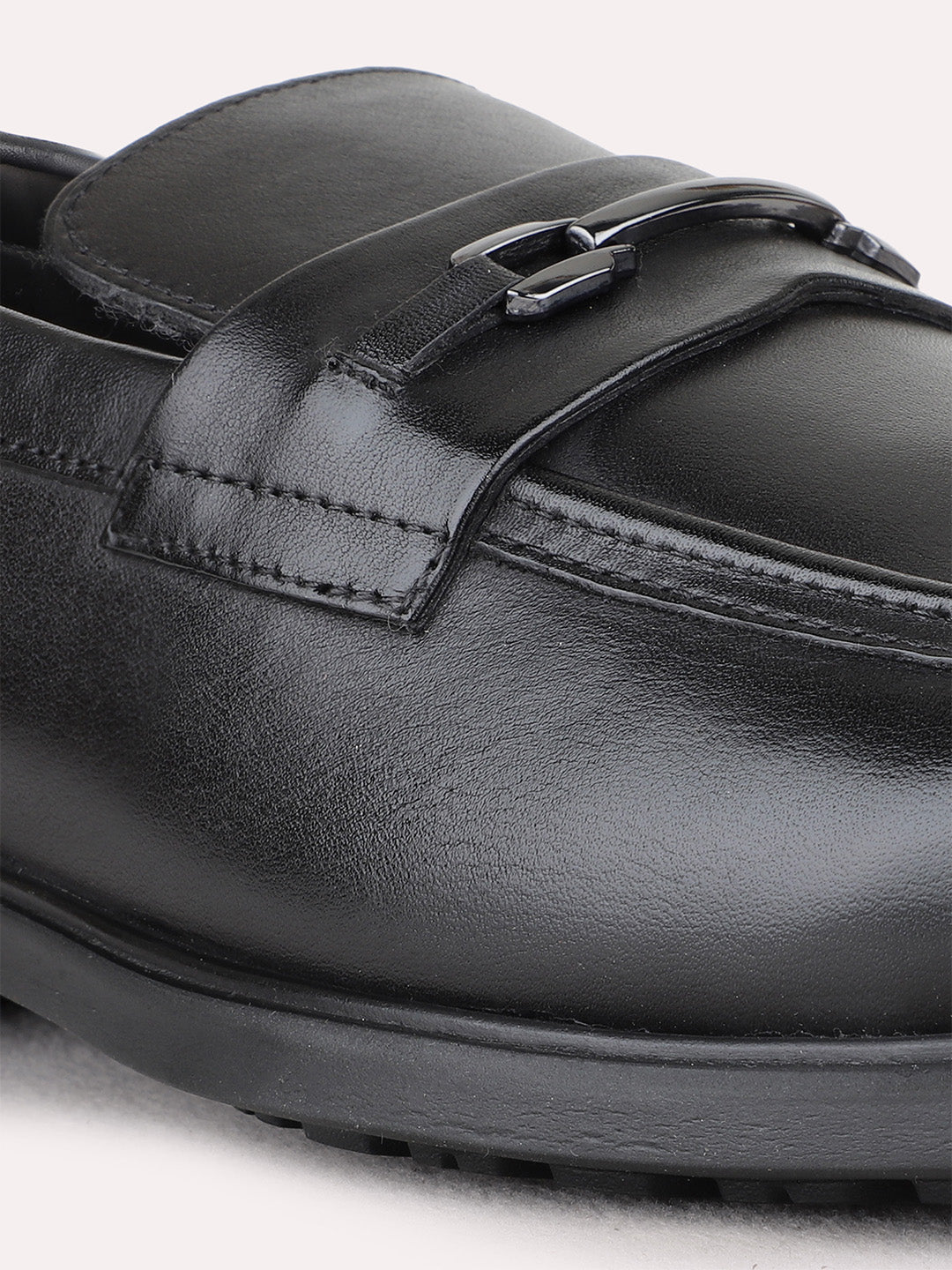 Mens Black Party Wear Solid Round Toe Loafer Shoes