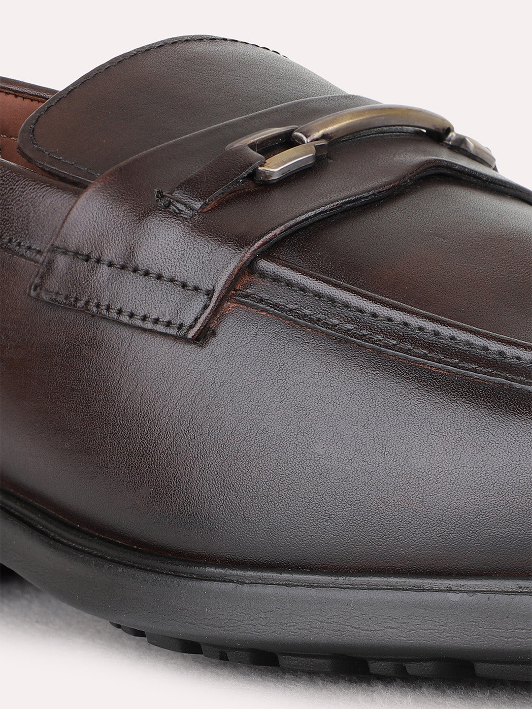 Mens Brown Party Wear Solid Round Toe Loafer Shoes