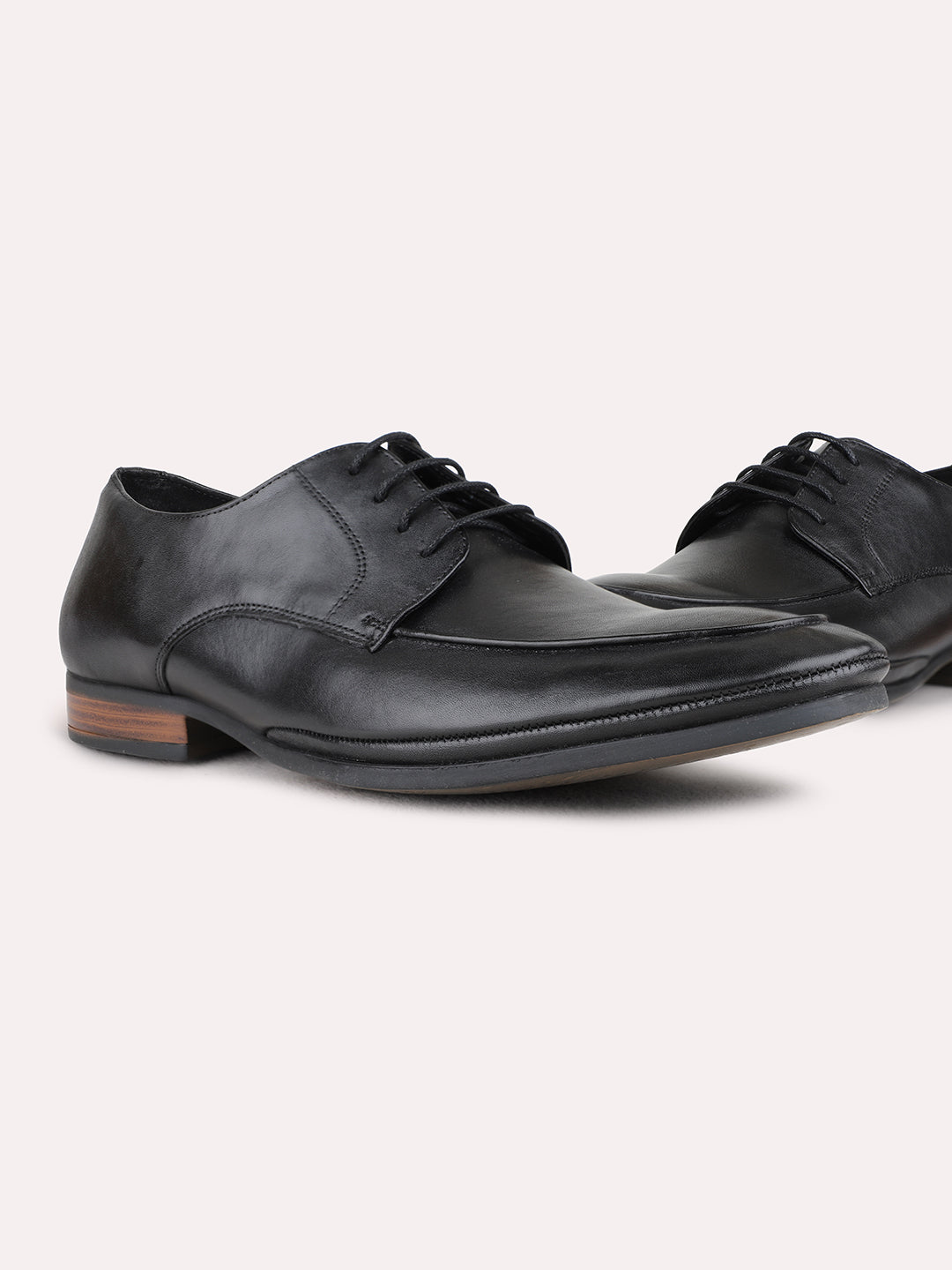 Mens Black Formal Solid Round Toe Derby Shoes