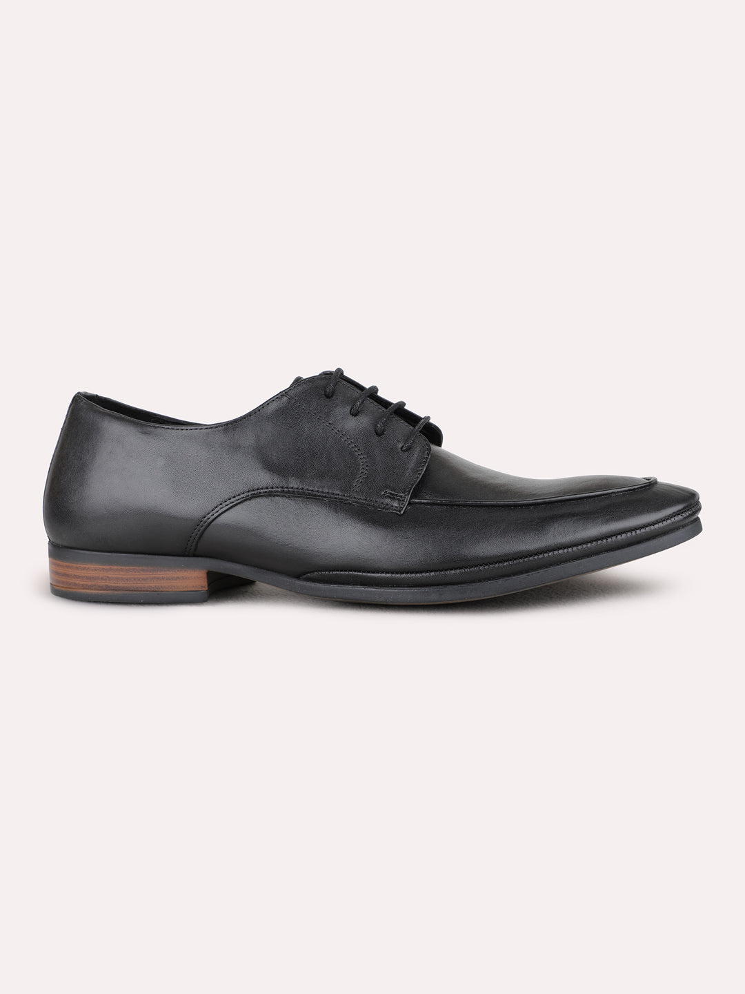 Mens Black Formal Solid Round Toe Derby Shoes