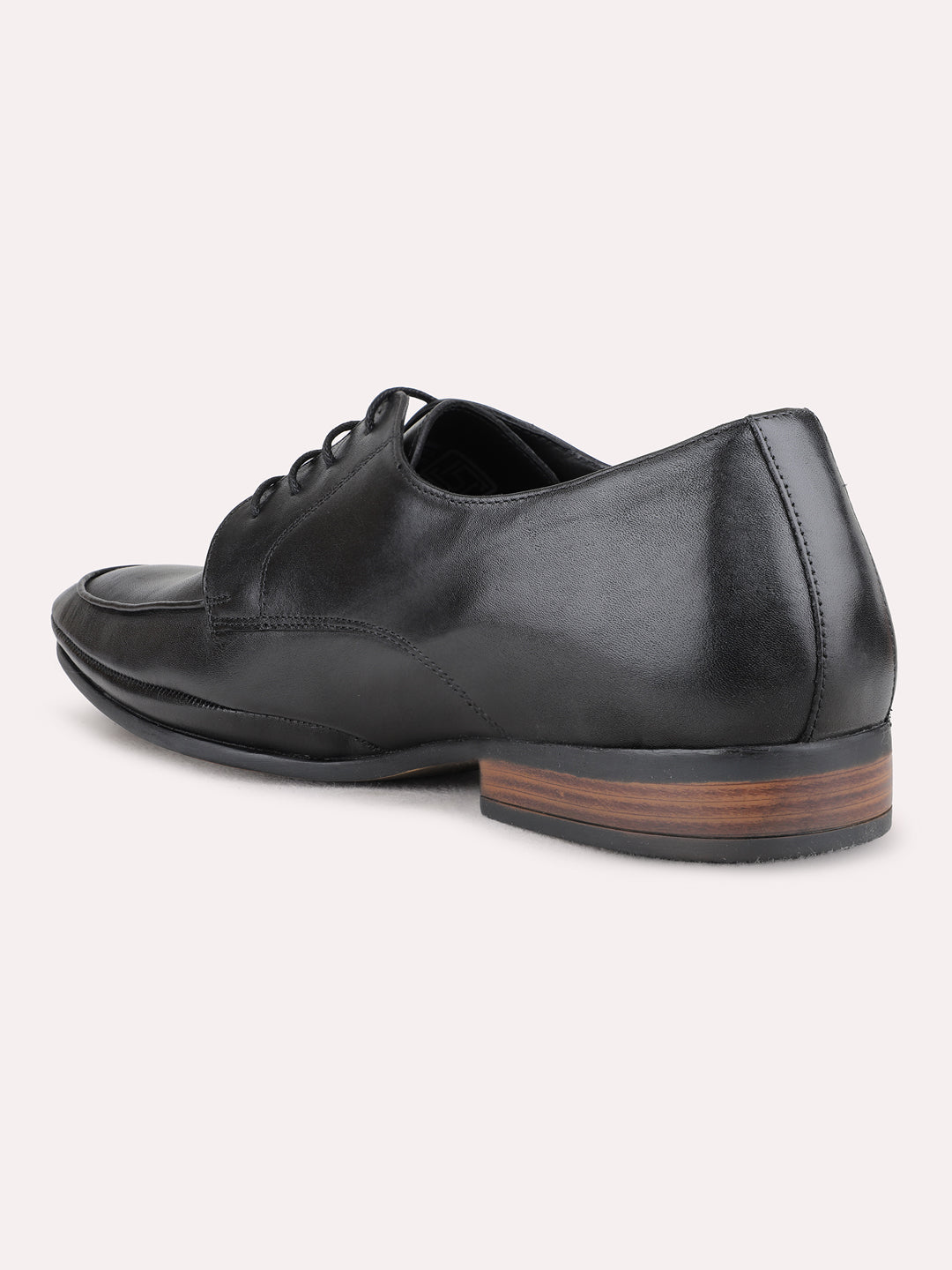 Mens Black Formal Solid Round Toe Derby Shoes