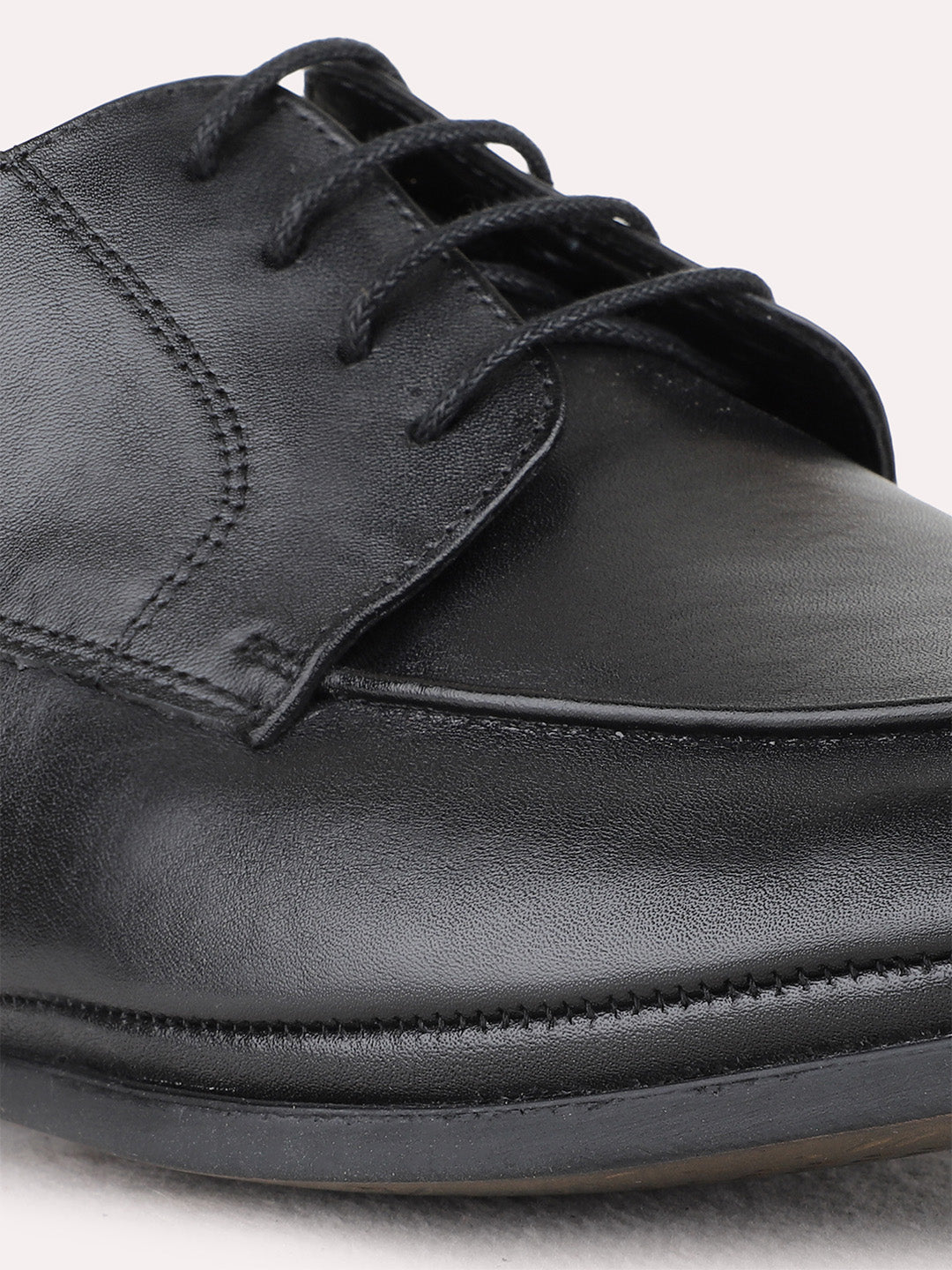 Mens Black Formal Solid Round Toe Derby Shoes