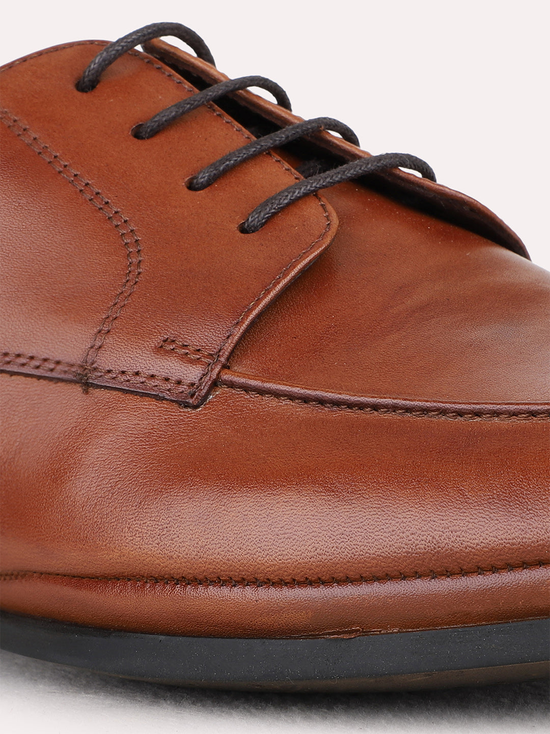 Mens Tan Formal Solid Round Toe Derby Shoes