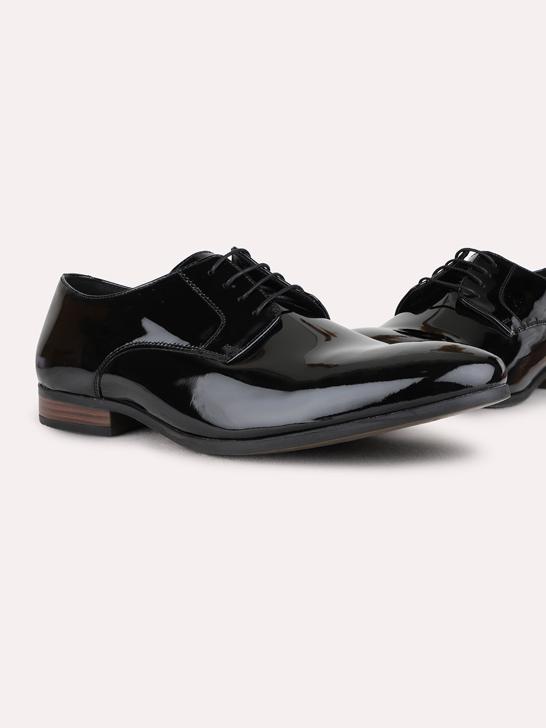 Mens Black Formal Solid Round Toe Derby Shoes