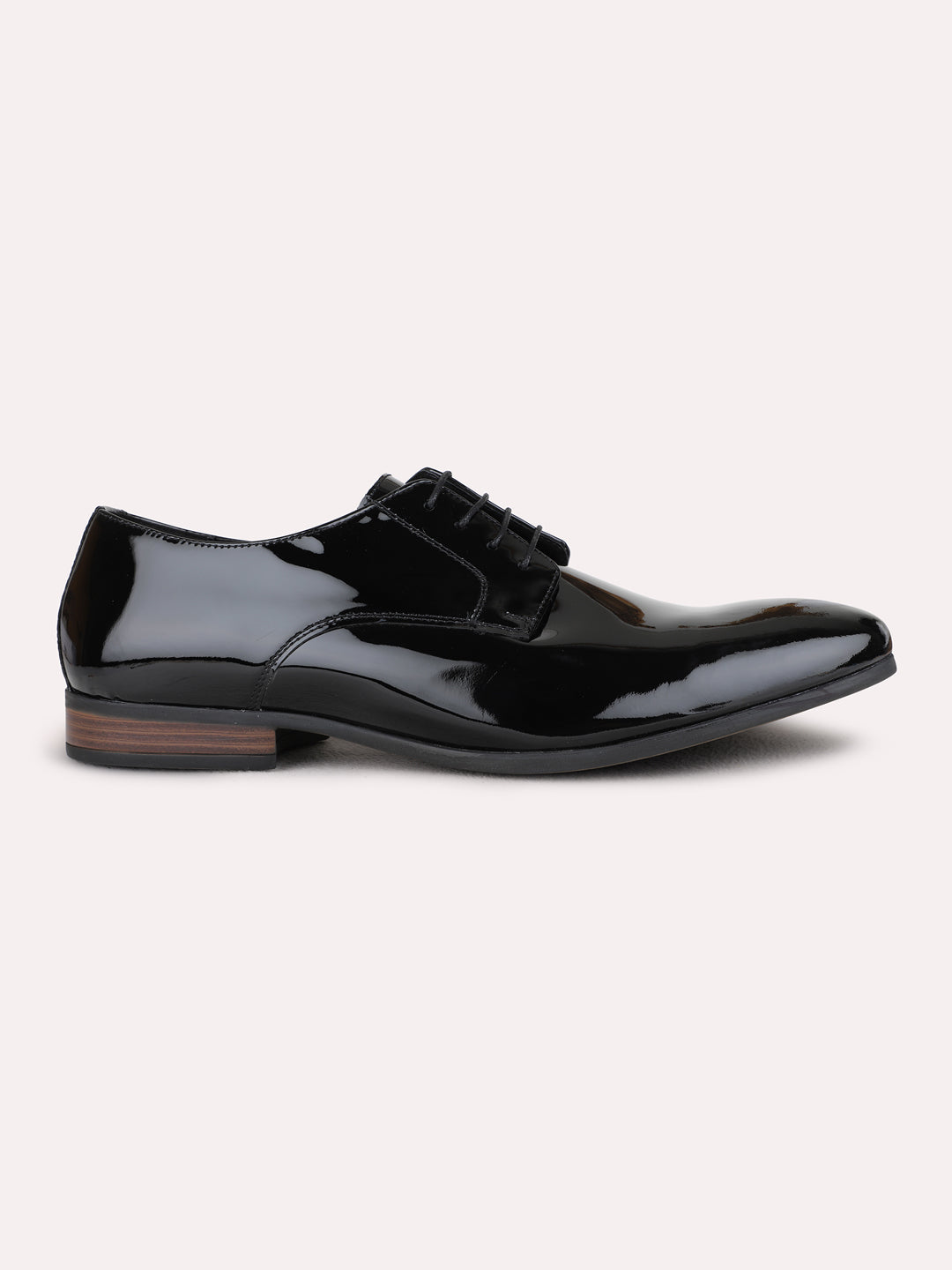 Mens Black Formal Solid Round Toe Derby Shoes