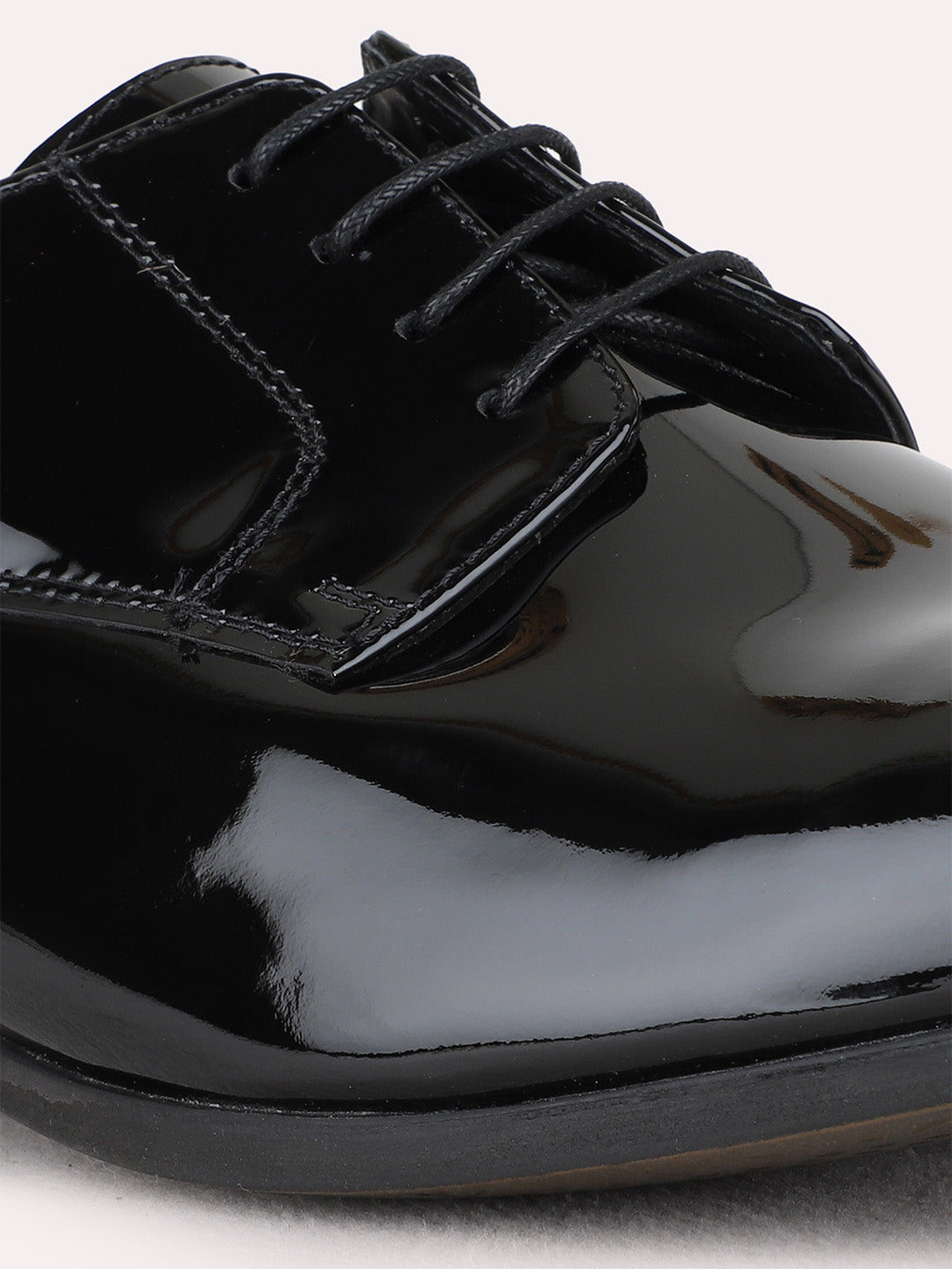 Mens Black Formal Solid Round Toe Derby Shoes