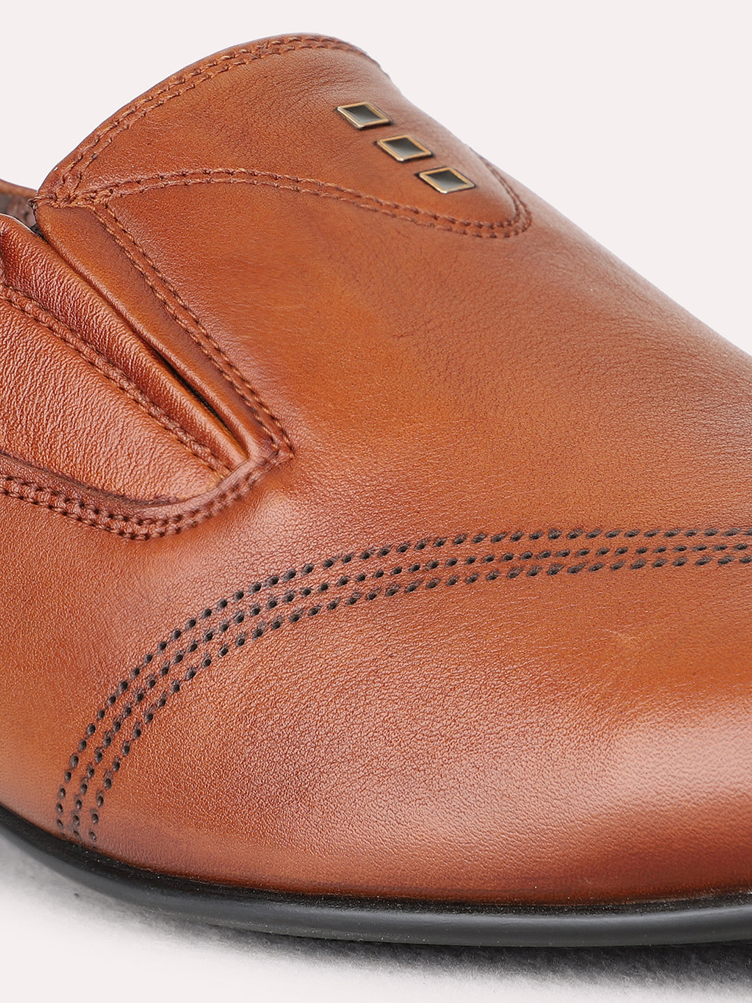 Mens Tan Casual Solid Pointed Toe Loafer Shoes