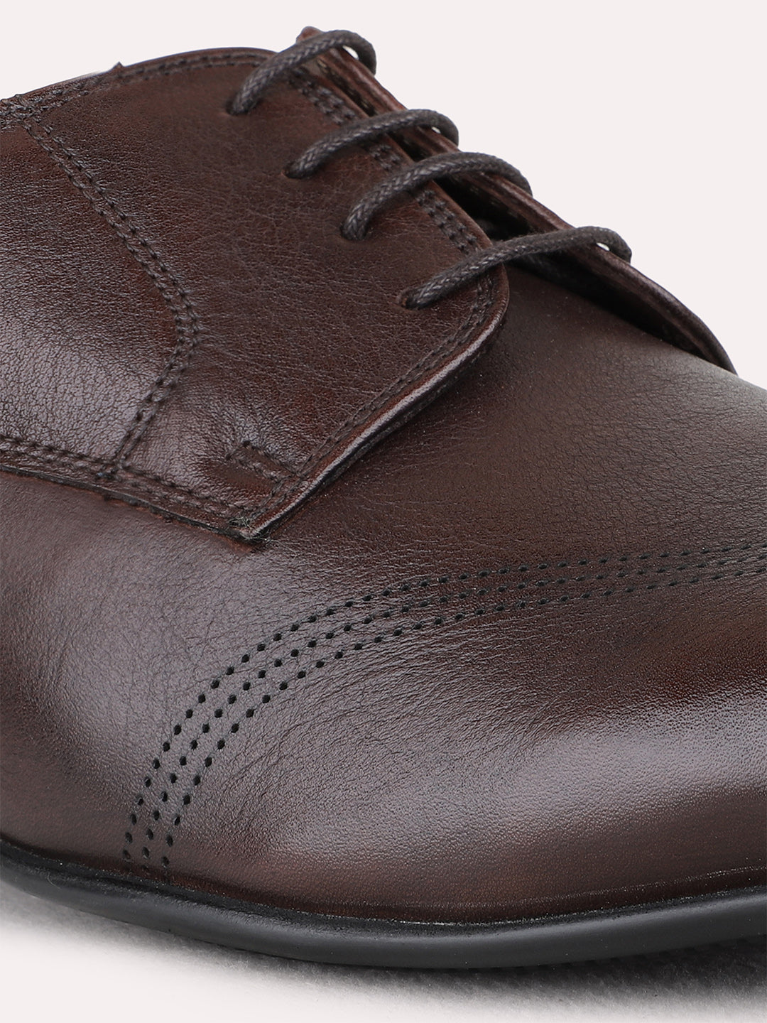 Mens Brown Formal Solid Round Toe Derby Shoes