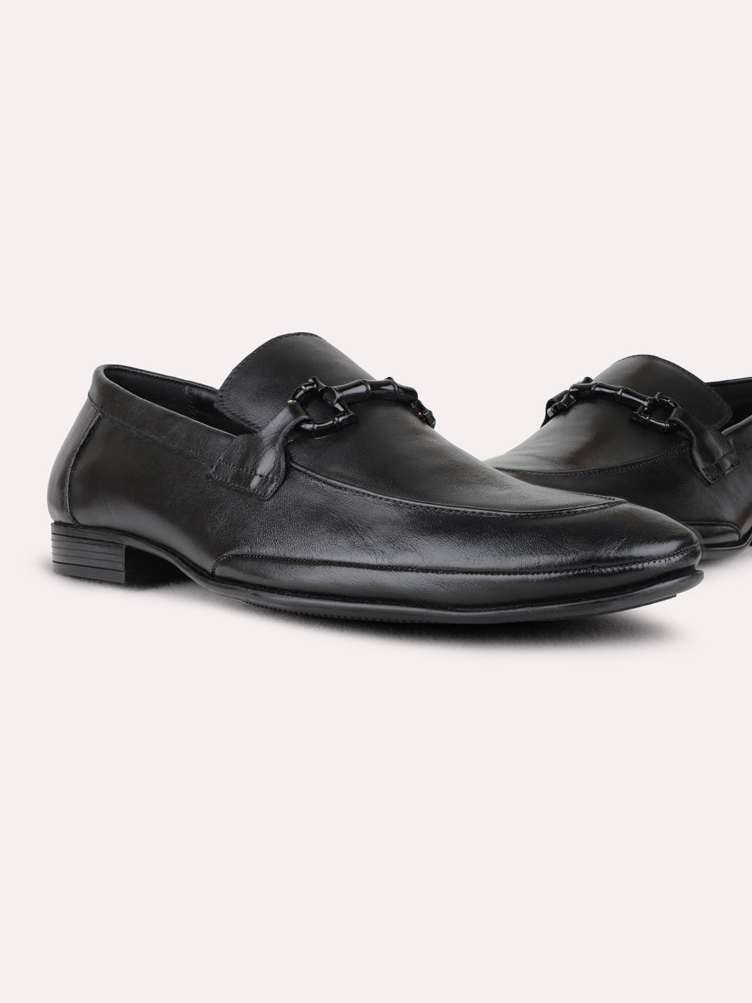 Mens Black Party Wear Solid Round Toe Loafer Shoes
