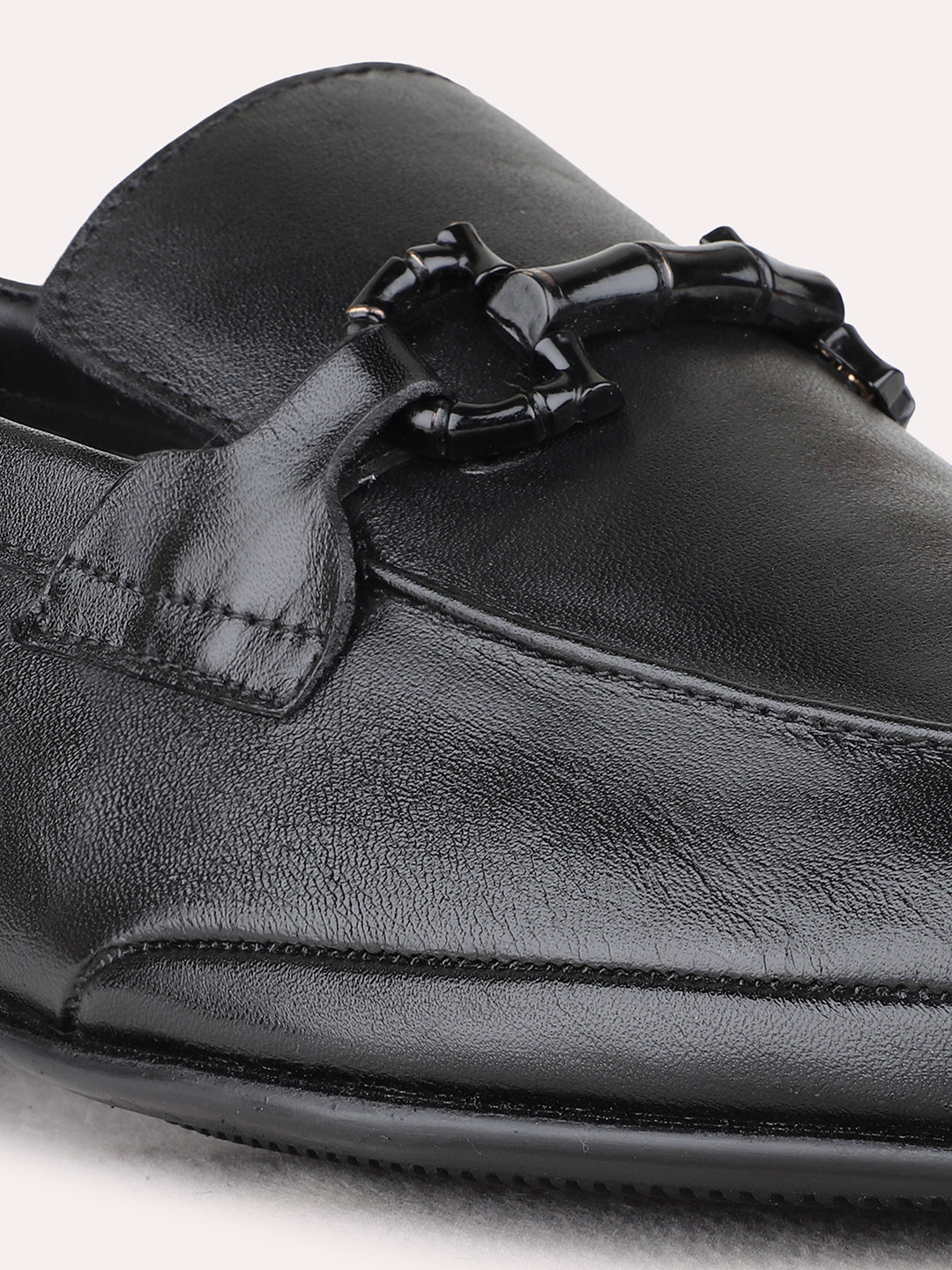 Mens Black Party Wear Solid Round Toe Loafer Shoes