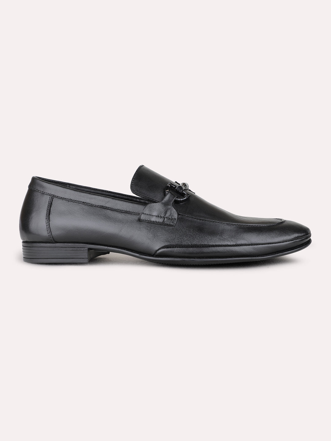 Mens Black Party Wear Solid Round Toe Loafer Shoes