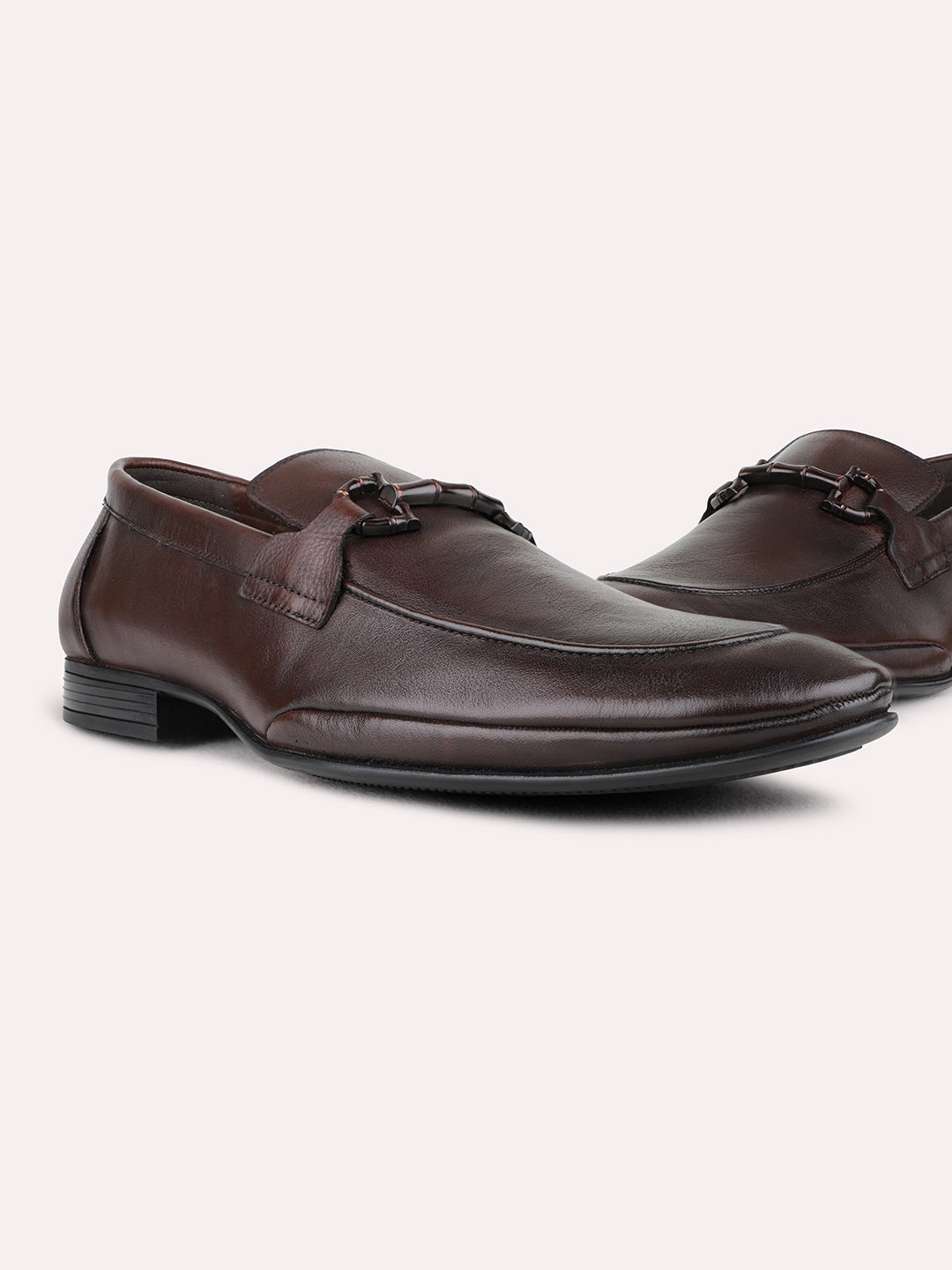 Mens Brown Party Wear Solid Round Toe Loafer Shoes