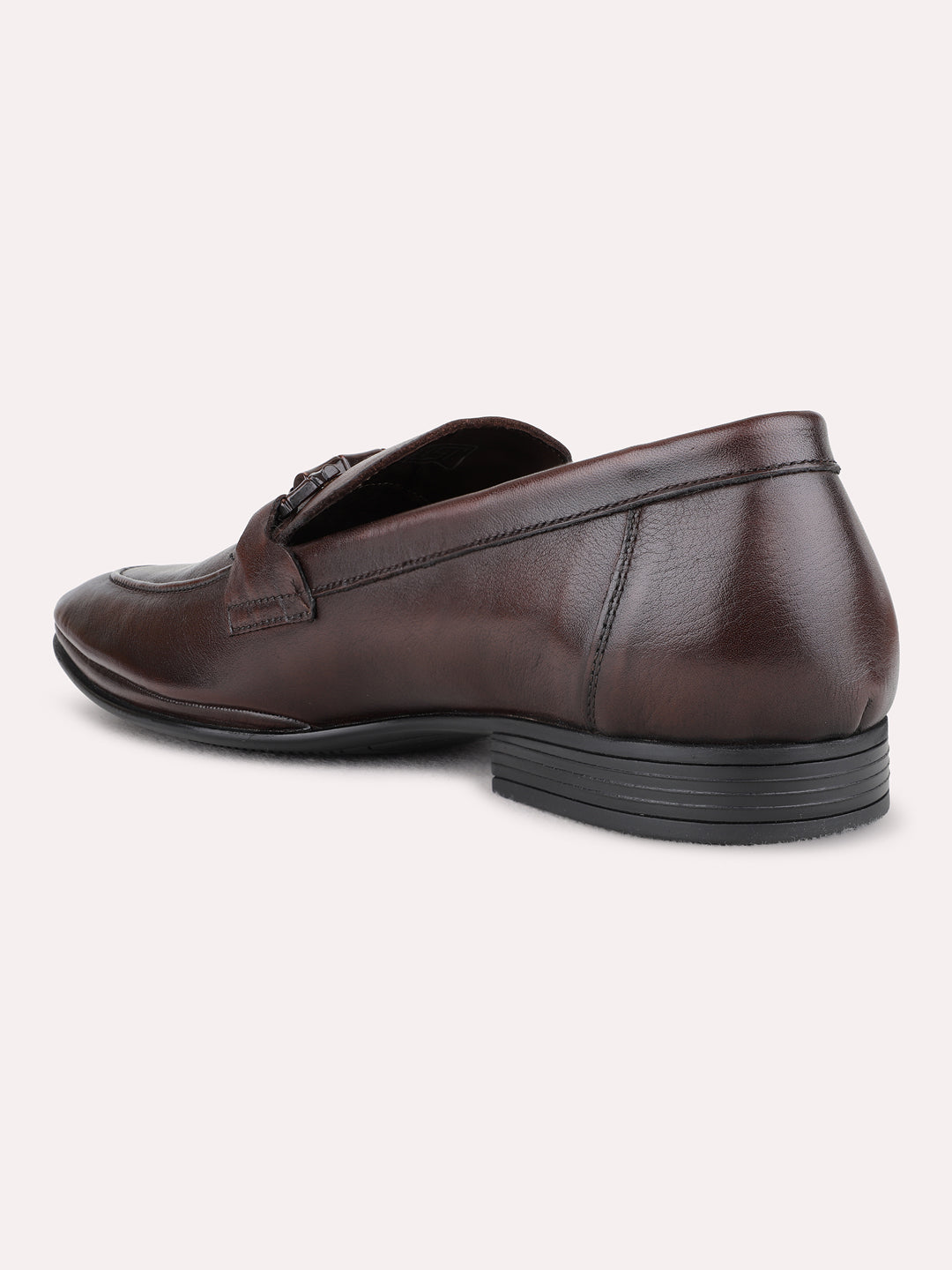 Mens Brown Party Wear Solid Round Toe Loafer Shoes