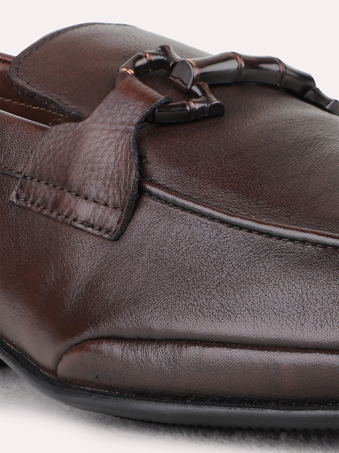 Mens Brown Party Wear Solid Round Toe Loafer Shoes