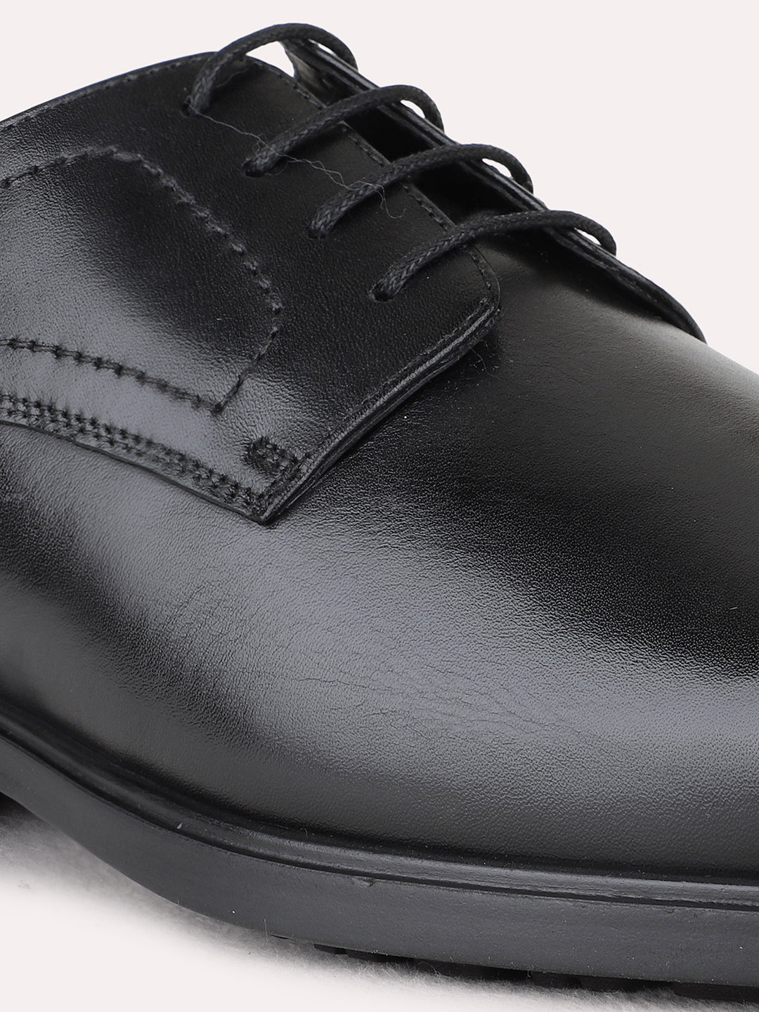 Mens Black Formal Solid Round Toe Derby Shoes