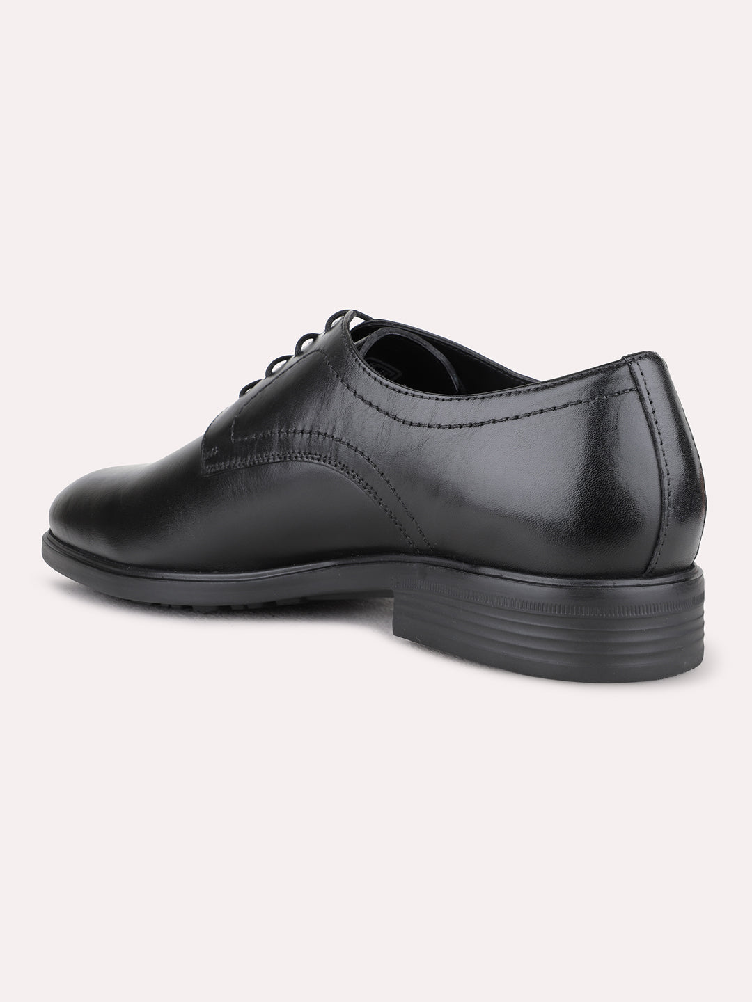 Mens Black Formal Solid Round Toe Derby Shoes